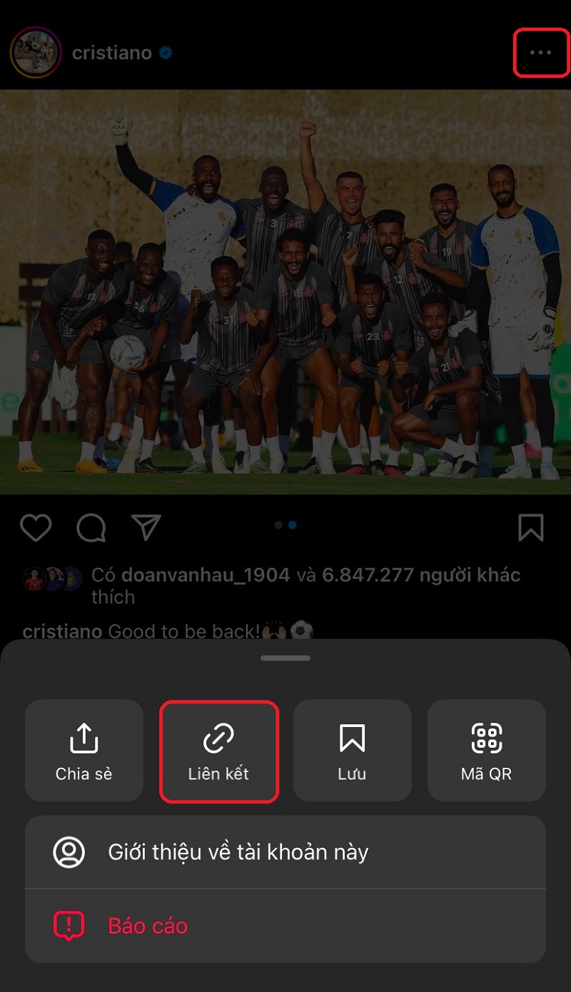 Hướng dẫn lấy link bài viết Instagram