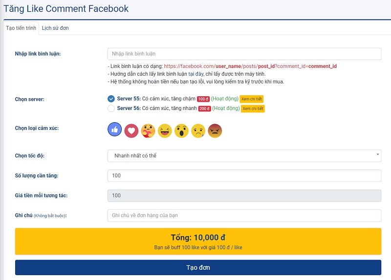 Hướng dẫn sử dụng dịch vụ tăng comment Facebook  tại hacklikefb.org