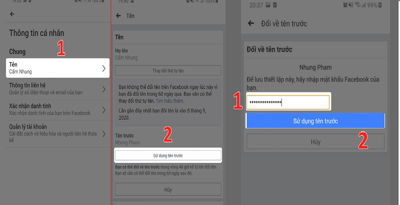 Cách đổi lại tên cũ trên fb
