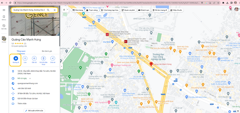 Dùng google map tìm kiếm, chỉ đường trên máy tính